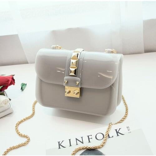 Silicon bag for women 2020 jelly bags Seaside beach Golden chain with Rivet summer waterproof plastic shoulder bag ME637