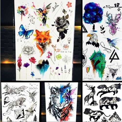 Waterproof Flowers Arm Sleeve Tattoo Sticker Flash Delphinium Sweatpea Lavender Body Art Fake Temporary Tattoo Stickers PLZ408