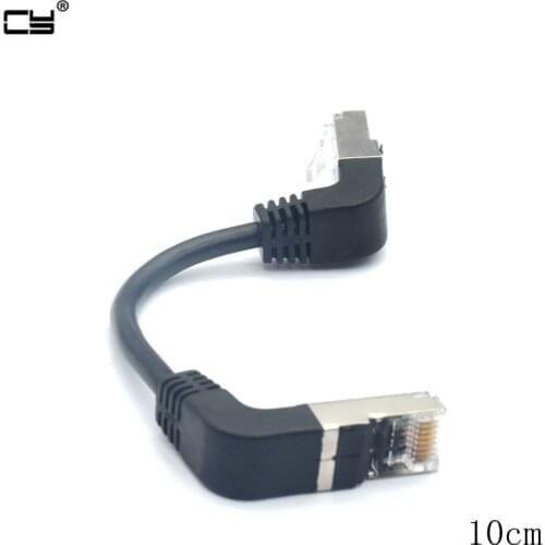 10CM Elbow Down & Down Angled 90D cat5e 8P8C FTP STP UTP Cat 5e Ethernet Network short Cable 10cm RJ45 Lan Patch Cord Angled
