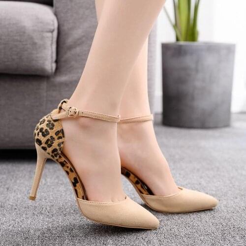 Sexy Leopard Women Shoes High Heels 9CM Elegant Office Pumps Sandals Women Animal Print Pointed Toe Luxury Singles Shoes