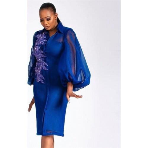 2021 Clothing New Fashion Popite WomenS Dress Lantern Sleeve, One-Step Embroidery Skirt With High Waist