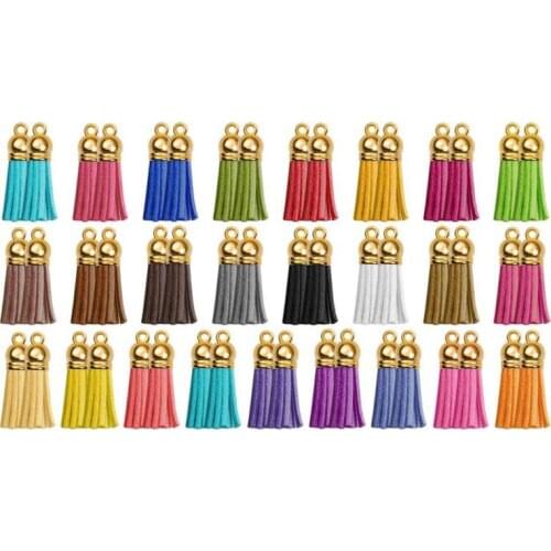 1 Set Key Chain Rings Pendants Leather Keychain Tassel DIY Crafts Jewelry Earrings Making Accessories