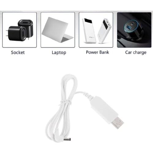 1m 1.5m White Universal 90 Degree USB 5V To 12V 5.5x2.1mm Step Up Adapter Cable For WiFi Router Speaker LED Camera and more