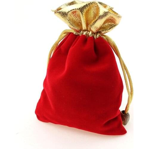 100pcs 7*9cm red Phnom Penh Velvet Bags woman vintage drawstring bag for Party/Jewelry/Gift diy handmade Pouch Packaging Bag