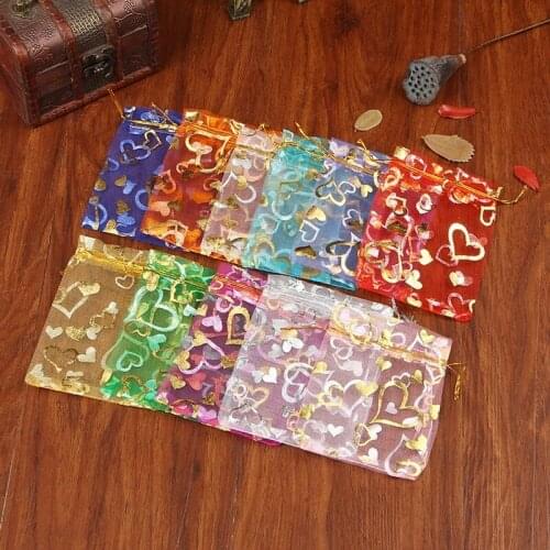 100pcs 13x18cm Colorful Organza Drawstring Bag Grand Event Party Valentines Day Gift Bag Jewelry Bracelet Present Pouches