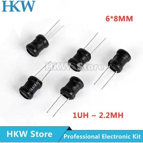 20pcs DIP Power Inductor Coil 6*8mm 2.2UH 4.7UH 10uH 22uH 100uH 150uh 220uH 330uH 470uH 1MH 2.2MH 4.7MH 10MH Inductance 2 Pins