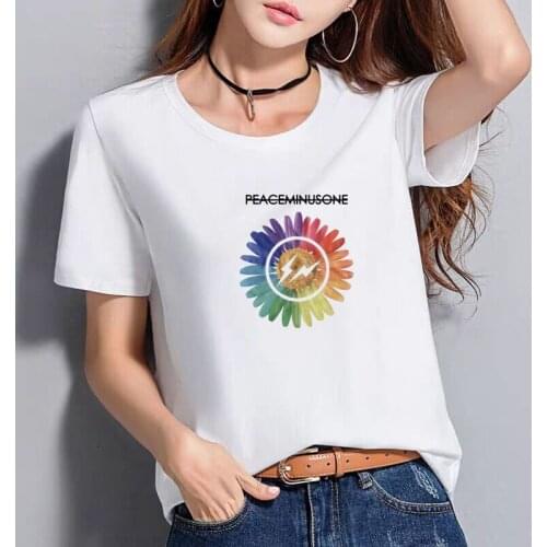 2021 women t shirt clothes girls ulzzang Casual flower tshirt harajuku ulzzang kawaii 90s t-shirt female top tee streetwear