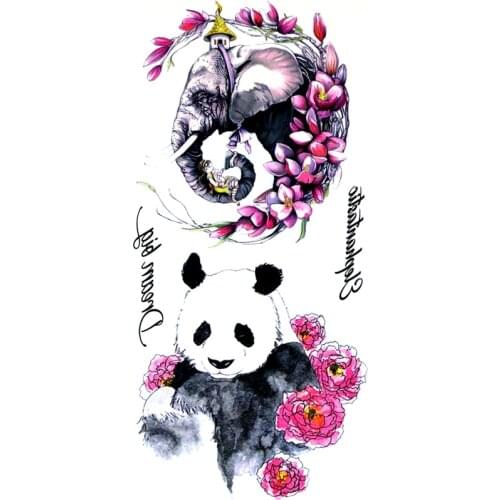 5pcs Panda And Elephant Waterproof Temporary Tattoos Men Henna Tattoo Body Art Sticker Maquiagem Totem Tatoo Temporary Stickers