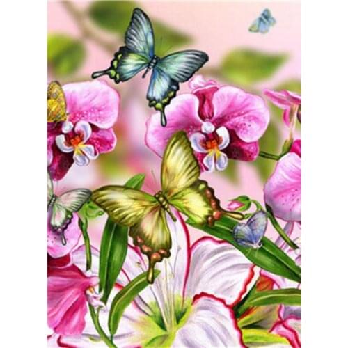 H1975 diamond painting butterfly and flower, diamond painting with square rhinestones flowers