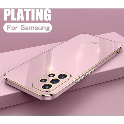 Luxury Square Plating Phone Case For Samsung Galaxy A52 A72 A32 4G A22 A82 5G Soft Silicone Shockproof Bumper Back Cover Shell
