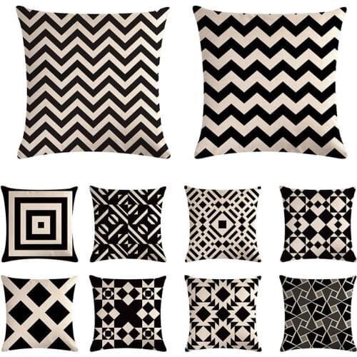 45x45cm black stripe cushion cover geometric pattern cushion cover linen car sofa chair fashion home decoration pillow case