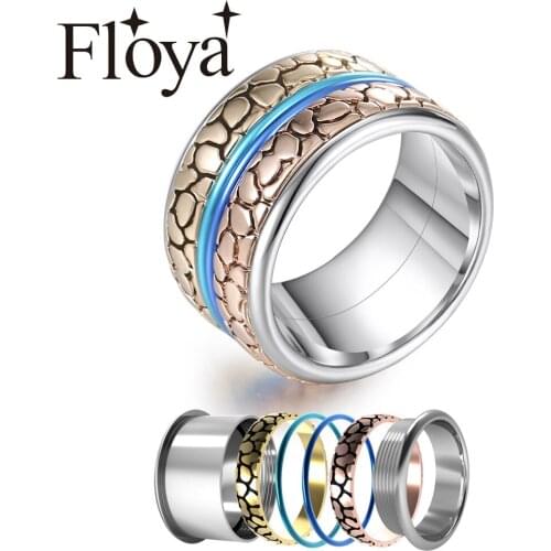 Floya Leopard Ring For Women 316L Stainless Steel Minimalist Stackable Rings Femme Original Lovers Ring