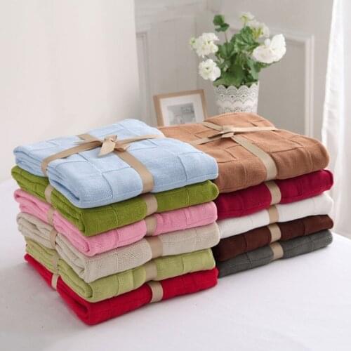 CHAUSUB Quality Cotton Knitted Blankets Home Bed Sofa Knit Blanket Pink Beige Blue Red Gray Europe Leisure Throw Blanket Decorat