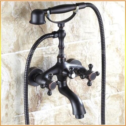 L17309 - Luxury Wall Mounted Black Color of Dual Handle Bath Shower Mixer