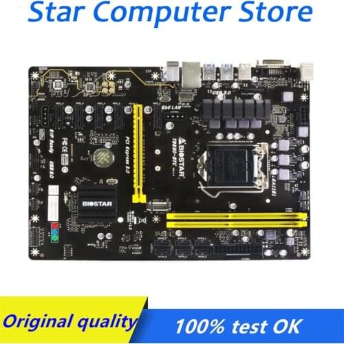 Mining B250 BTC Motherboard For Biostar TB250-BTC DDR4 LGA 1151 32GB 6 PCI-E B250 Desktop motherboard