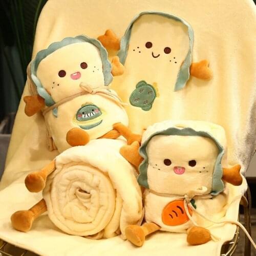 Cute Cartoon Toast Air Conditioning Blanket Children Roll Carpet Flannel Office Nap Single Blanket Car Blanket Soft Blanket