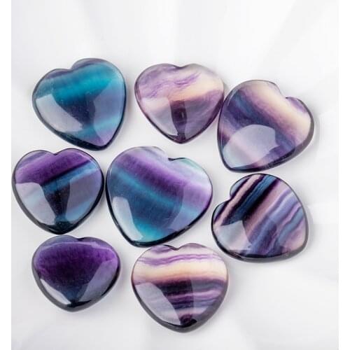 Natural Fluorite Handmade Heart-shaped Pendant Rainbow Love Crystal Necklace Women Clavicle Rope Chain Valentines Gift Jewelry