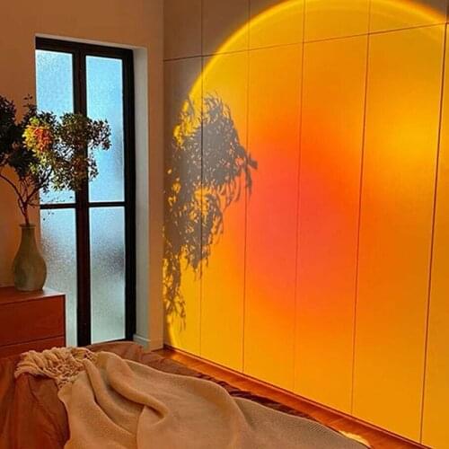 Rainbow Sun Projection Red Night Light Projector With Tripod Atmospphere Lamp Bedroom Bar Coffee Store Background Deocr Lighting