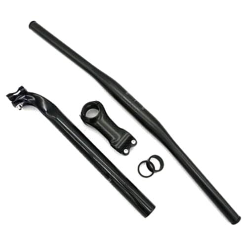 MTB road bike carbon fiber set handlebar 31.8*600mm handlebar stem 28.6*31.8*90mm carbon fiber washer carbon seatpost 31.6*350mm