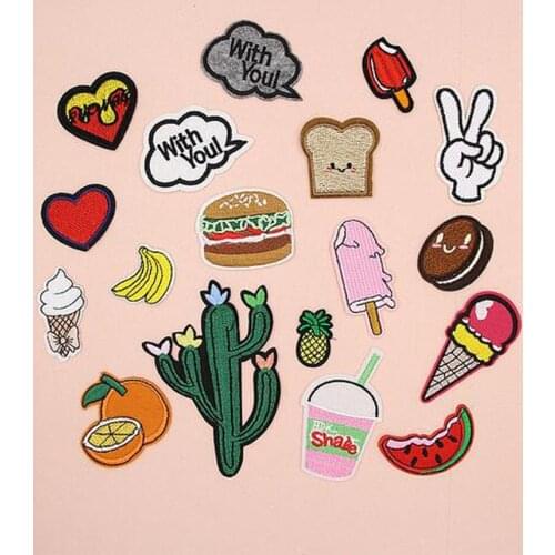 Fabric Embroidered Banana Heart Patch Cap Clothes Stickers Bag Sew Iron On Applique DIY Apparel Sewing Clothing Accessories BU64