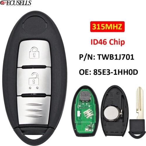 2 Button Smart Remote Car Key 315Mhz PCF7952A / HITAG 2 / 46 ID46 Chip for Nissan March K13 Micra K13 Leaf TWB1J701 85E3-1HH0D