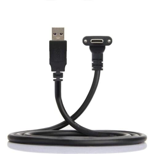 Down Up Angled USB 3.1 Type-C Dual Screw Locking to Standard USB3.0 Data Cable 90 Degree for Camera 120cm 300cm 500cm 1.2m 3m 5m