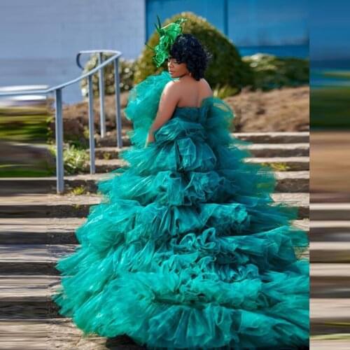 Green Extra Puffy Tulle Dress For Photo Shoot Puffy Tulle Dresses Tiered Black Girls birthday Party Tulle Robes Plus Size