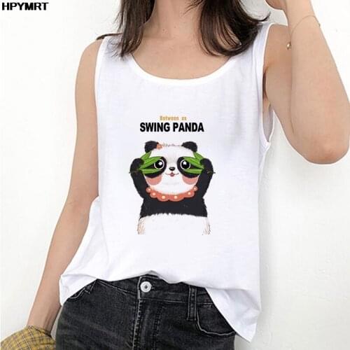 Sexy Summer Swing Panda print Vest Ladies Oversize Casual Harajuku Kawaii Graphics Sleeveless Tee Women Fashion Vest Female Top