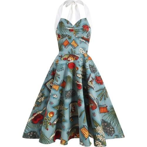 Summer Womens Dresses 2021 Casual Floral Print Retro Vintage 50s 60s Robe Rockabilly Swing Pinup Party Dress Big Size Vestidos