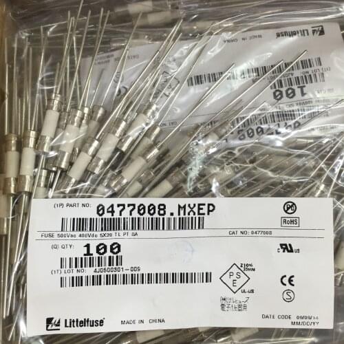 10Pcs 0477008.MXEP FUSE CERM 8A 500VAC 400VDC 5X20 New Original