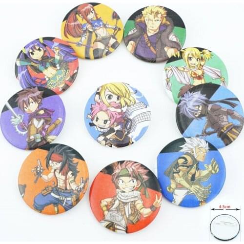 10Pcs/Set Anime FAIRY TAIL Natsu Dragneel Figure Pins Brooches Badges Chest Ornament Cosplay Itabag Bag Clothing Accessoies Gift
