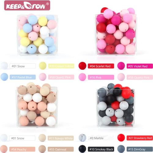 10pcs 15mm Silicone Round Beads DIY Pacifier Clip Nipple Holder Chain Reborn Nursing Food Grade Baby Teething Teether Pearl Bead