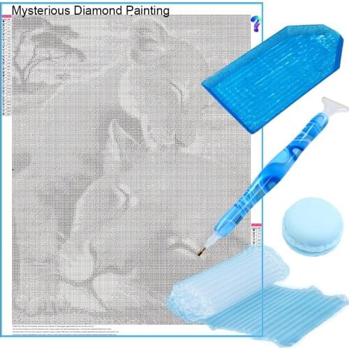 10000+ Different Mysterious Diamond Paintings With Resin Drill Pen And Macaron Clay Wax And Big Tray Set DIY Mystery Surprise Gi