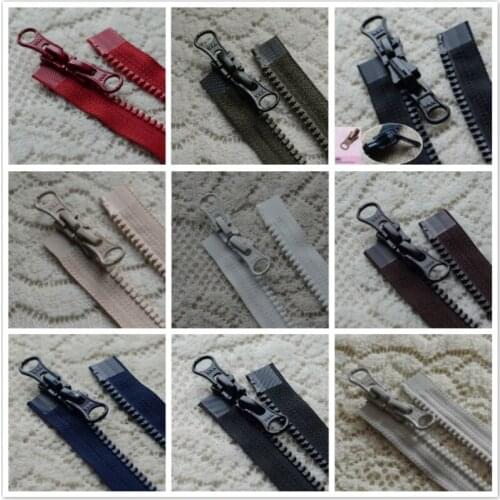 2 Pcs/lot Long Plastic Resin Ykk Zipper Black Coffee Blue Off White Red green Double Open Two-way Fasteners Sewing Accessories