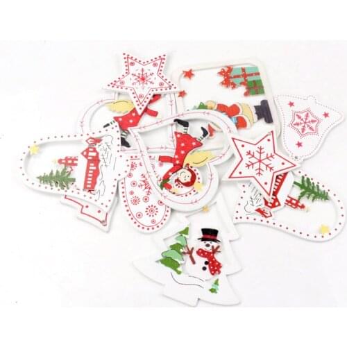 5PCS/Lot Multi Style Creative Wood Craft Christmas Wooden Pendants Ornaments Kids Gift DIY Xmas Tree Ornament Christmas Party