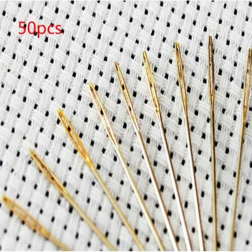 50pcs specification 26 cross stitch needle craft embroidery tool big eye sewing needle hand sewing needle threader household DI