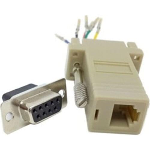 500 pcs DB9 Female to RJ45 Female F/F RS232 Modular Adapter Connector Convertor Extender cable
