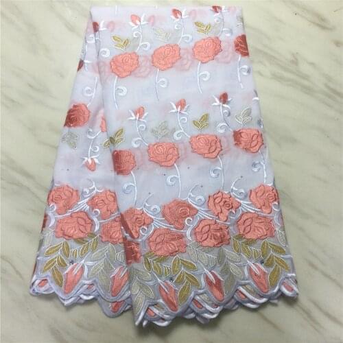 African Lace Fabrics Rose Pattern Embroidery 5 Yards Vulgaris Hot Drill Embellishment Comfortable Brocade Fabric 1612B5