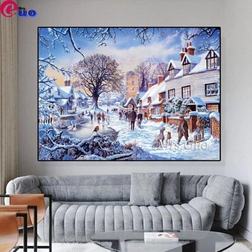 Village in Winter Diamond Painting Cross Stitch Diamond Art Mosaic Embroidery Sale Landscape Handicraft Hobby Gift Wall Decor