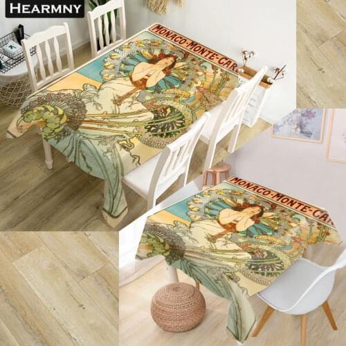 Alphonse Mucha Tablecloth Waterproof Oxford Fabric Square/Rectangular Tablecloth For Wedding Table Cloth Cover TV Covers