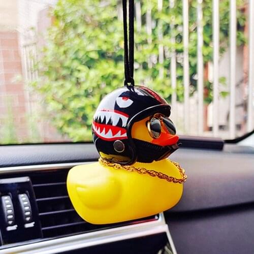 Car Goods Gift Helmet Small Yellow Duck Pendant Rearview Mirror Pendant Ornament Car Decoration Accessories Broken Wind Duck