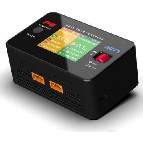 HOTA P6 Lipo Battery Balance Charger AC240W DC600W LiHV NiMh Li-ion Ni-Cd Digital RC Discharger + 240W Adapter Type-C Output 45W