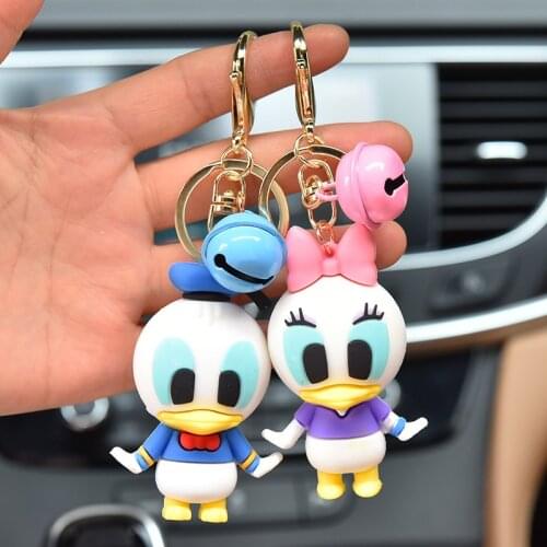 Disney Mickey Mouse Minne Mouse Winnie The Pooh Lilo Stitch New Cartoon Anime Figures Doll Bell Keychain Pendant Toys Kids Gift