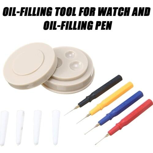 Professional Watch Oiler Kit Watchmaker Repair Tool Watch Oiler Set 1 Oil Cup 4 Oil Pen Assortment Watch Tool Kit