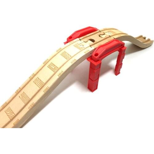 P061 Red Multifunctional Piers Track Compatible Train Wooden Tracks Ideal for Wood Rail Cars and Electric car Children