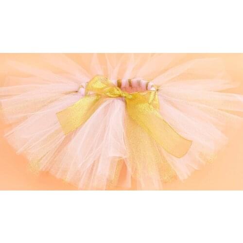 Girls Pink/Gold Fluffy Tutu Skirt Baby 1st Birthday Party Costume Kids School Tulle Skirt Newborn Photo Props Cake Smash 0-6T