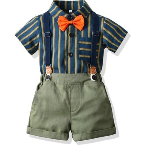 Kids Boy Summer 2021 Clothes Set Fashion Gentleman Boy Baby Gentleman Party New Year Children Boy Clothing T-Shirt+Pants Boy Set