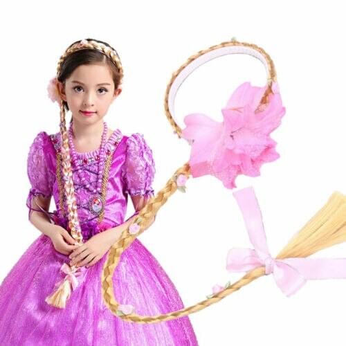 Kids Girls Princess Dress up Braided Long Wigs Hairpiece for Cosplay Costume
