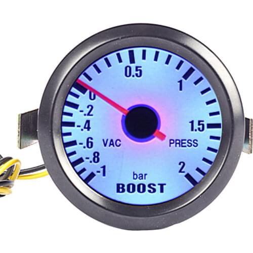 EE support 2" 52mm Universal Automobile Clock Black Shell White Screen Pointer Bar Turbo Boost Vacuum Gauge Meter Free Shipping