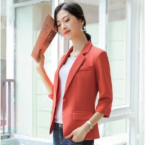 Elegant Large size womens OL professional small suit ladies pink suit jacket female spring new womens slim coat high quality